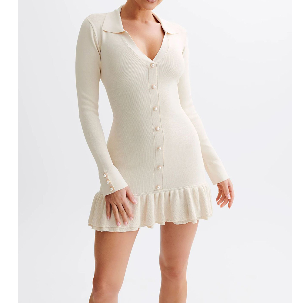 knitted dress autumn mini Muted Rose Abstract Knit Mini Sweater Dress VICI