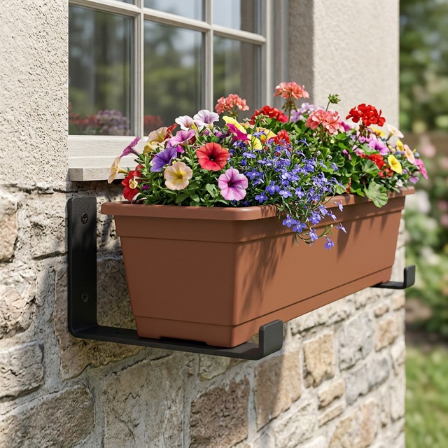 Customized Powder Coating Black Steel Metal Curved Window Box Support Shelf Bracket