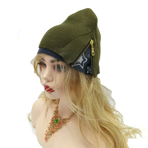 Bonnet tricoté personnalisé Y2K avec fermeture éclair, nouveau design, logo personnalisé, bonnets pour hommes, bonnet unisexe, bonnet de créateur - Product Image 1