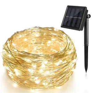 Waterproof Outdoor 10メートル100led Color Changing Solar Bulb Copper Wire Led RGB妖精ライト