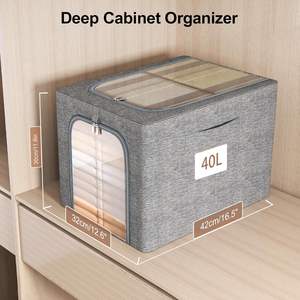 Caja de Almacenamiento de Tela con Tapas, 40L, Plegable, Rectangular, Organizador para Ropa y Juguetes, para Compradores Comerciales - Product Image 4
