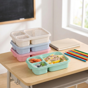 Boîte à lunch pour étudiants à trois compartiments, adaptée au micro-ondes et aux voyages en plein air, idéale pour le stockage des repas en cantine. - Product Image 2