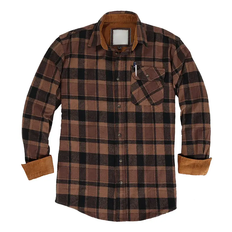 Camicia scozzese da uomo in flanella con personalizzazione per l'autunno e l'inverno camicia casual con stampa di lusso a quadri per il tempo libero