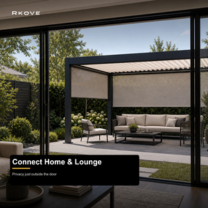 Pérgola Inteligente de Aluminio RKONE RK-C1 Serie C con Techo de Láminas Ajustables Motorizadas, 2 Pantallas Enrollables, para Patio Trasero, Terraza Privada al Aire Libre - Product Image 6