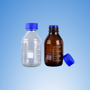 Commercio all'ingrosso 100ml 250ml 500ml 1L trasparente vetreria da laboratorio supporti chimici per riporre la bottiglia di vetro con GL45 coperchio a vite blu - Product Image 6