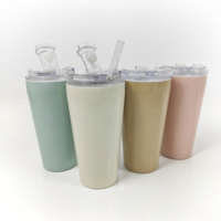 Nouvelle arrivée lait thé tasse macaron couleur droite boisson verre portable tasse tasses à café avec couvercle propre