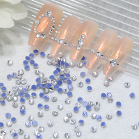 1440 buah/kantong kristal berlian imitasi seni kuku Ss3 Ss4 Ss6 Ss8 Ss10 Ss12 Ss16 Ss20 bulat kaca datar perlengkapan kuku Diy