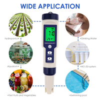 Testeur de qualité de l'eau Pentype multi-paramètres 5-en-1 (pH / TDS / EC/Temp/Salinité) pH-mètre numérique pour laboratoire domestique (OEM)