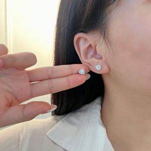 Dylam High Quality Non Tarnish Non Fade S925 <b>Silver</b> Rhodium Plated Eternity Infinity Love 5A Zirconia Heart Shape <b>Stud</b> <b>Earrings</b> - Product Image 5