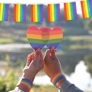 ธงสายรุ้ง LGBT สำหรับงานแสดงความภาคภูมิใจของกลุ่มเกย์  วัสดุโพลีเอสเตอร์ 100% ออกแบบได้ตามต้องการ - Product Image 6