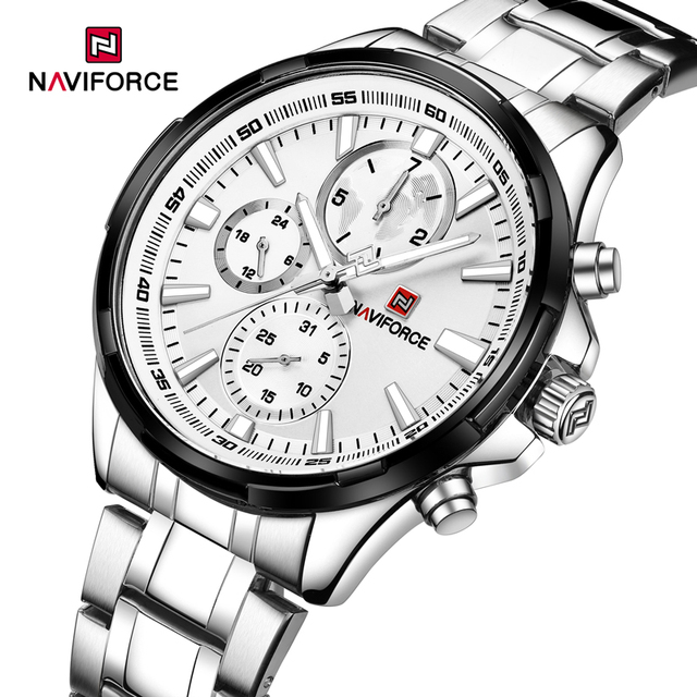 NAVIFORCE 9089 Men's Watches Multifunction Watch Quartz Verified Suppliers for Watches Stainless Steel Wristwatch Business