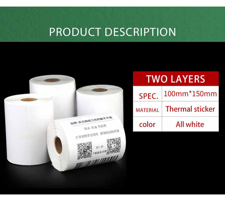 Thermal Label Stickers - 500 Sheets per Roll for Shipping