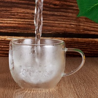 Tasses à café et à thé en verre borosilicate à double paroi soufflé à la main de 200 ml, isolées, résistantes au lave-vaisselle, transparentes, pour adultes