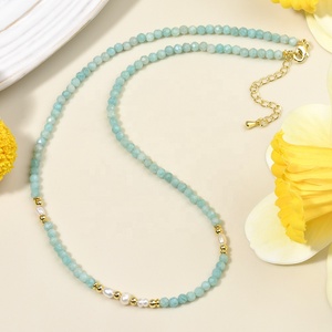 Collier bohème 3 mm avec perles rondes facettées en spinelle noire et <span class=keywords><strong>pierre</strong></span> <span class=keywords><strong>de</strong></span> <span class=keywords><strong>soleil</strong></span>, et perles d'eau douce – Bijou élégant pour femme, idéal pour le quotidien, cadeau - Product Image 4