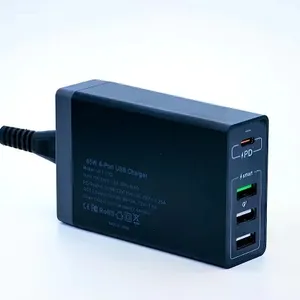 安全功能适用于所有设备的高速65w台式USB C充电站4端口类型C PD手机和笔记本电脑充电器