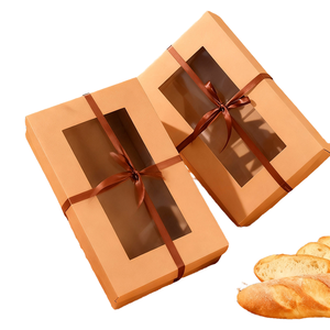 Disposable Eco-Friendly Biodegradable Kraft Paper Lunch Boxes Fruit Bento Boxes Picnic Barbecue <b>Containers</b> Glossy Lamination UV - Product Image 1