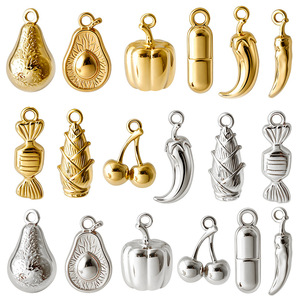 Pendentifs en acier inoxydable 316, fruits, avocat, cerise, capsule, plaqué or, accessoires de bijoux DIY - Product Image 5