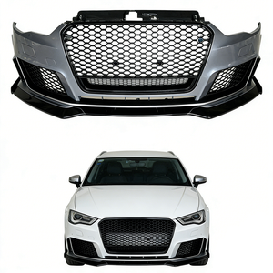 Pare-chocs avant style RS3 pour <span class=keywords><strong>Audi</strong></span> A3 S3 8V 2013-2016, kit de conversion de carrosserie avec calandre en nid d'abeille noir brillant - Product Image 1