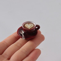 Miniature de maison de poupée XR : Assiette à pain et gâteau en résine, mini-jouet, ornement de simulation alimentaire, modèle de jeu, accessoires tasses à café et cuillères