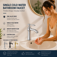 Robinet de lavabo en alliage de zinc au design innovant, monocommande eau froide, finition chromée, pour salle de bain, direct usine