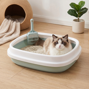 Grande litière semi-fermée pour <span class=keywords><strong>chat</strong></span> avec côtés hauts <span class=keywords><strong>anti</strong></span>-éclaboussures, détachable, facile à nettoyer avec pelle pour chats - Product Image 1