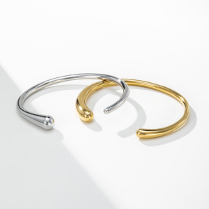 Pulsera YF3816 <span class=keywords><strong>de</strong></span> Acero Inoxidable, Minimalista, Impermeable, Chapada en Oro <span class=keywords><strong>de</strong></span> 18k, Hipoalergénica, con Diseño <span class=keywords><strong>de</strong></span> Gota <span class=keywords><strong>de</strong></span> Agua y Espejo - Product Image 1