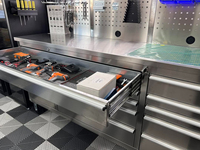 Banc de travail de garage de 72 pouces avec boîte à outils, boîte de rangement et éclairage de garage