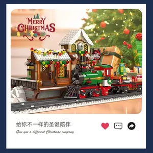Jie Star 89142 Stazione Ferroviaria del Villaggio Natalizio con Luci, Modello in Mattoncini da Assemblare Fai-da-Te, Set di Costruzioni per Bambini - Product Image 4