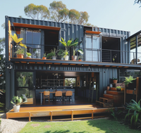 Boutique mobile en conteneur maritime au design moderne, café personnalisé, restaurant modulaire préfabriqué, bâtiment à 2 étages, maisons préfabriquées