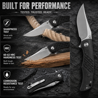 Couteau pliant de survie en plein air personnalisé OEM avec lame en acier D2, manche en G10, certifié BSCI, pour EDC, épaisseur de 3 mm