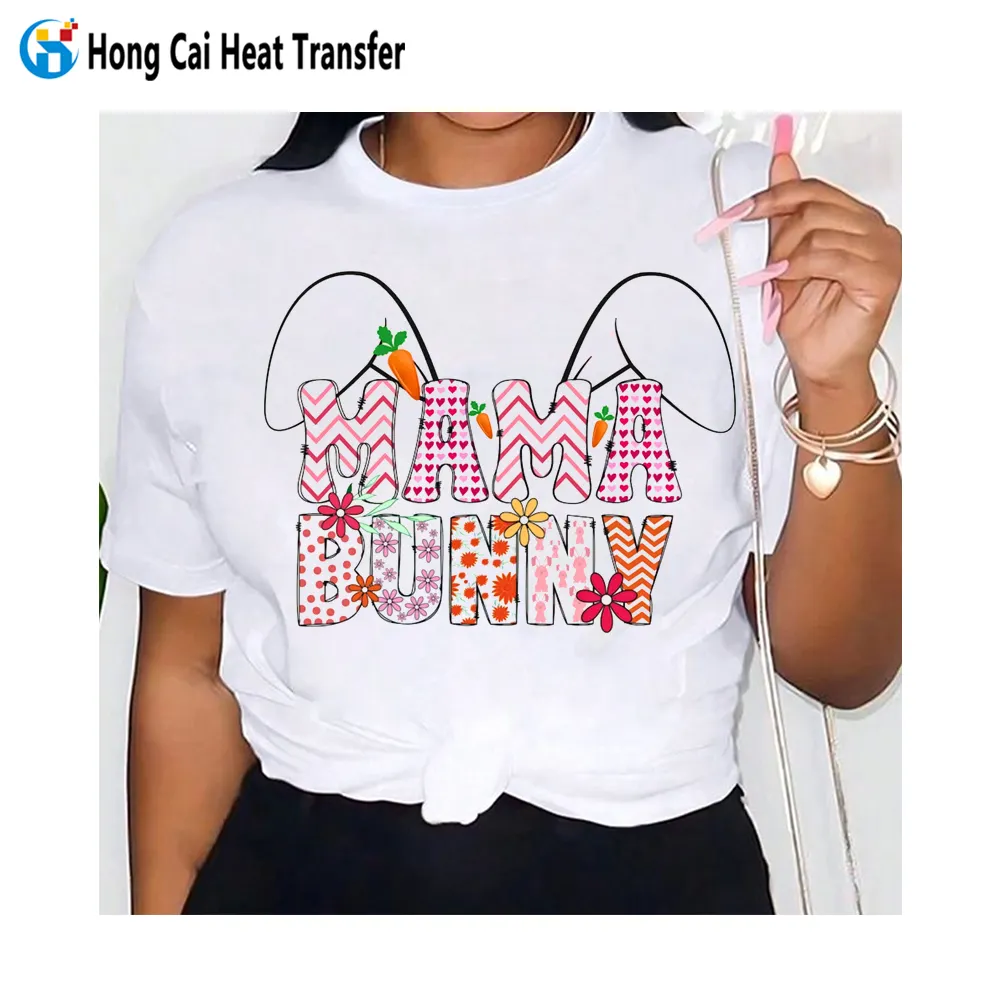 Camisetas femininas com estampa de algodão personalizadas por atacado Hongcai, camisetas casuais personalizadas para meninas