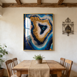 <span class=keywords><strong>Peinture</strong></span> murale abstraite LED grand format en porcelaine cristalline, <span class=keywords><strong>motif</strong></span> bleu abstrait encadré, pour décoration intérieure, vente en gros - Product Image 3