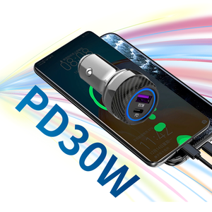 Chargeur de voiture USB rapide 30W, chargeurs rapides en alliage de zinc, type C PD, adaptateur de charge rapide pour téléphone, pour iPhone 16 15 Pro Max - Product Image 2