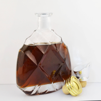 Bouteille en verre transparente vide personnalisée de 500 ml, 750 ml, 1000 ml pour whisky, vodka, tequila, bouteille de vin en verre avec bouchon en liège