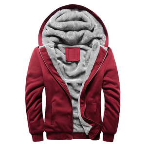 <strong>Men's</strong> <strong>Winter</strong> Fleeced Knitted Jackets With Wholesale Logo European Size Polyester Zipper-up Hoodies - Product Image 3