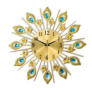 Floral Wrought Iron <b>Wall</b> <b>Clock</b> Silent Quartz Round Decorative Hanging <b>Clock</b> for <b>Living</b> <b>Room</b> Bedroom - Product Image 6