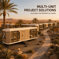 Maison capsule spatiale entièrement en aluminium sur mesure pour 55 personnes ° Maison préfabriquée modulaire C Extreme Heat pour station balnéaire dans le désert