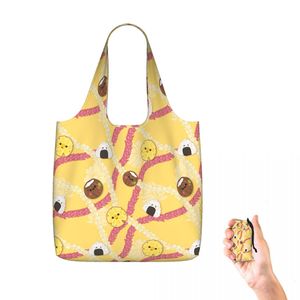 HYMUUNI Large Foldable Shopping Tote Bag Water Resistant Shopping Tote Bag Reusable Eco Waterproof Tote Shopping Bag for Daily Use in Pocket, Cat, L