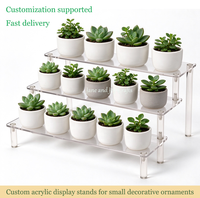 Présentoir à 3 niveaux en acrylique, directement de l'usine, taille et logo personnalisables, étagère surélevée en acrylique pour desserts, plantes, ou présentation d'artisanat