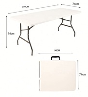 Table pliante d'extérieur en plastique pour fête et repas, avec cadre en acier massif de 6 pieds et plateau en HDPE