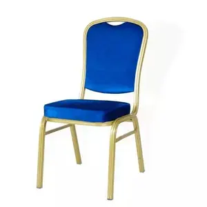 Commercio all'ingrosso a buon mercato lusso impilabile oro ferro metallo matrimonio sedia banchetto hotel mobili sedie in alluminio per il partito e l'evento