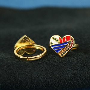 แหวนนิ้วเคลือบสีรุ้งลายฮัมซา หัวใจ และตาปีศาจ ประดับเพชร CZ แบบไมโครเพฟ สำหรับผู้หญิง รุ่นยอดนิยม RM1072 - Product Image 6