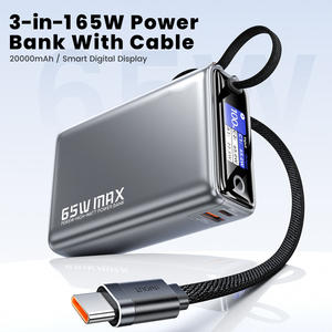 พาวเวอร์แบงค์ <span class=keywords><strong>3</strong></span> in 1 ความจุ 20000mAh ชาร์จเร็ว 65W PD พร้อมหน้าจอ TFT รองรับการชาร์จ 45W สำหรับแล็ปท็อป ไอโฟน ซัมซุง - Product Image 3
