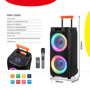NDR portátil Blue Tooth <span class=keywords><strong>Karaoke</strong></span> BoomBox 10 pulgadas Woofer RGB LED Party Altavoces Treble Bass Modulación Computadora - Product Image 1