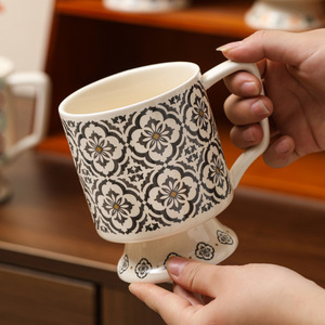 Bohemian Style Ceramic Coffee Mug Vintage <b>Tea</b> <b>Cup</b> 400ml <b>Large</b> Drinking Mugs <b>for</b> Home Use - Product Image 4