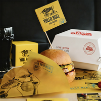 Ensemble de combinaison de boîte à hamburger pliable de qualité alimentaire imprimé personnalisé ensemble de boîte à hamburger jetable durable pour restauration rapide