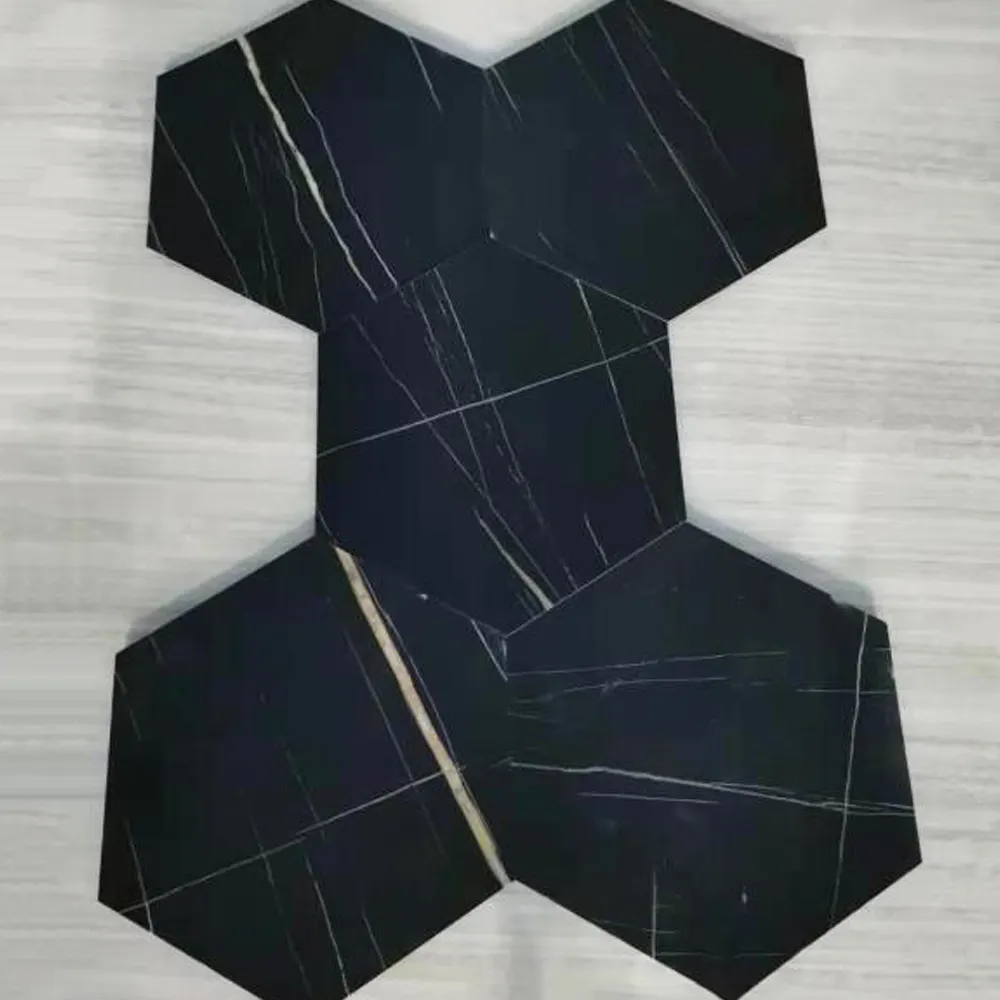 Carrelage de sol en vinyle hexagonal 3D de 6 côtés, nouveau Type de sol en PVC avec visage à Six côtés