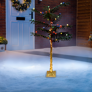 Palmera Artificial de Plástico Verde Preiluminada de 6 Pies con Luces LED C7 Blanco Cálido para Interiores y Exteriores, Decoración Navideña para el Hogar, Patio, Fiestas - Product Image 6