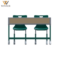 Ensemble de chaise et bureau double ergonomique de haute qualité, écologique et durable, avec tiroir, structure métallique, hauteur réglable pour l'école et la maison