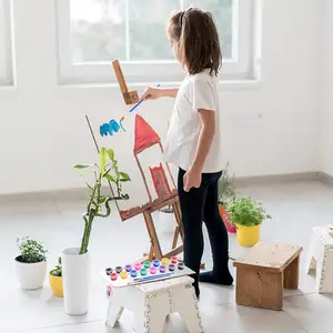 Ensemble de pots de bandes de peinture acrylique 108 pièces lavables pour enfants 8 couleurs avec 12 pinceaux Art Craft Classroom Painting Supplies